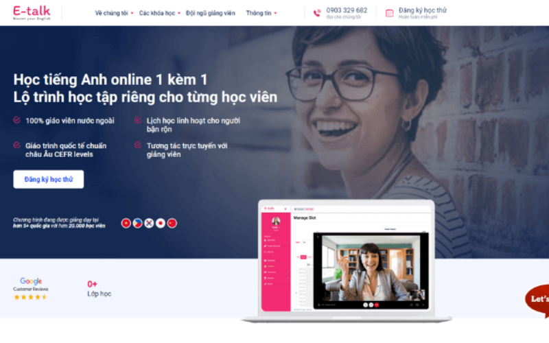 E – talk - Trang web dạy tiếng Anh online hiệu quả