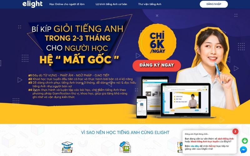 lớp học tiếng anh online tại elight