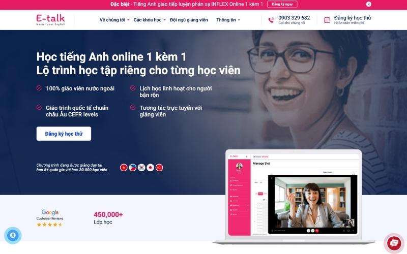 e talk một trong 10 lớp học tiếng anh online uy tín