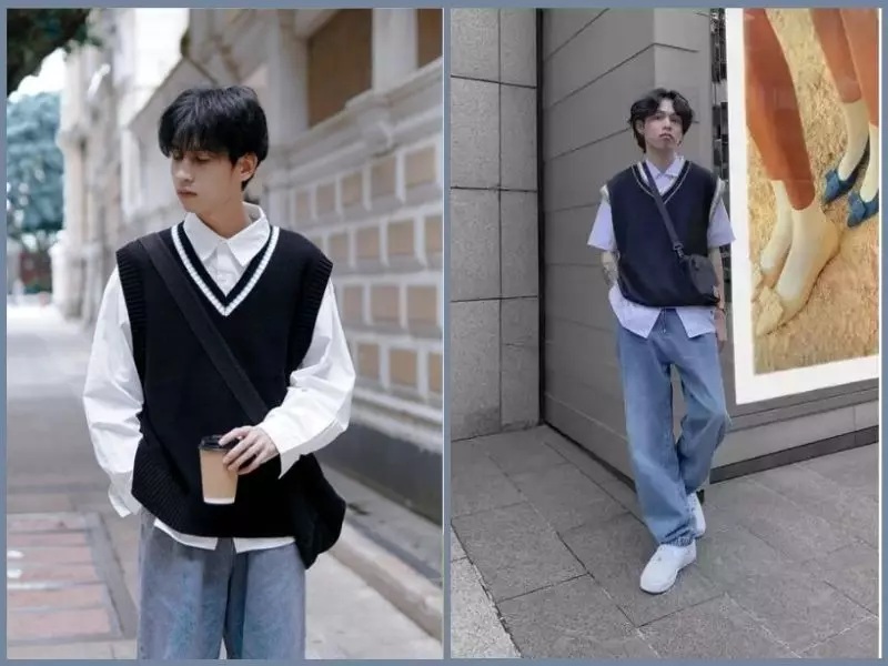 Áo khoác bomber/denim + quần jeans ống đứng